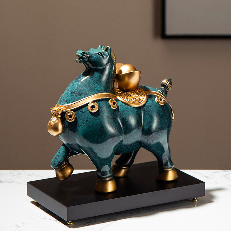 „Ma Shang You Qian“ – Pferdeskulptur aus Kunstharz, Pferdekunst, Dekoration für Zuhause oder Büro, Geschäftsgeschenk