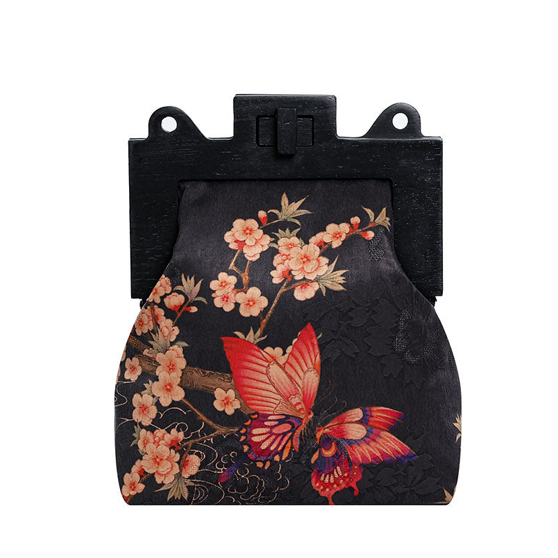 Retro Chinese Floral Printed Silk Crossbody Shoulder Bag
