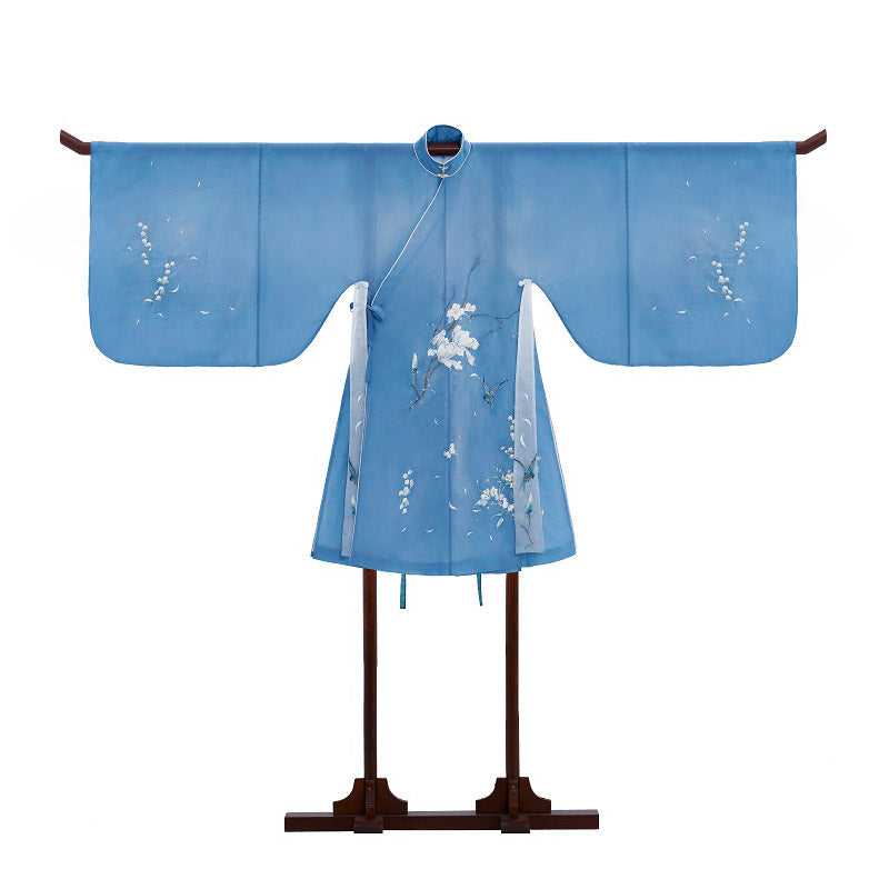 The Scent of Flowers on a Rainy Night Misty Blue Embroidery Hanfu Clothing-06