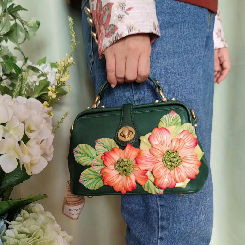 WILDFLOWER BLOSSOM factory SATCHEL(DARK GREEN)