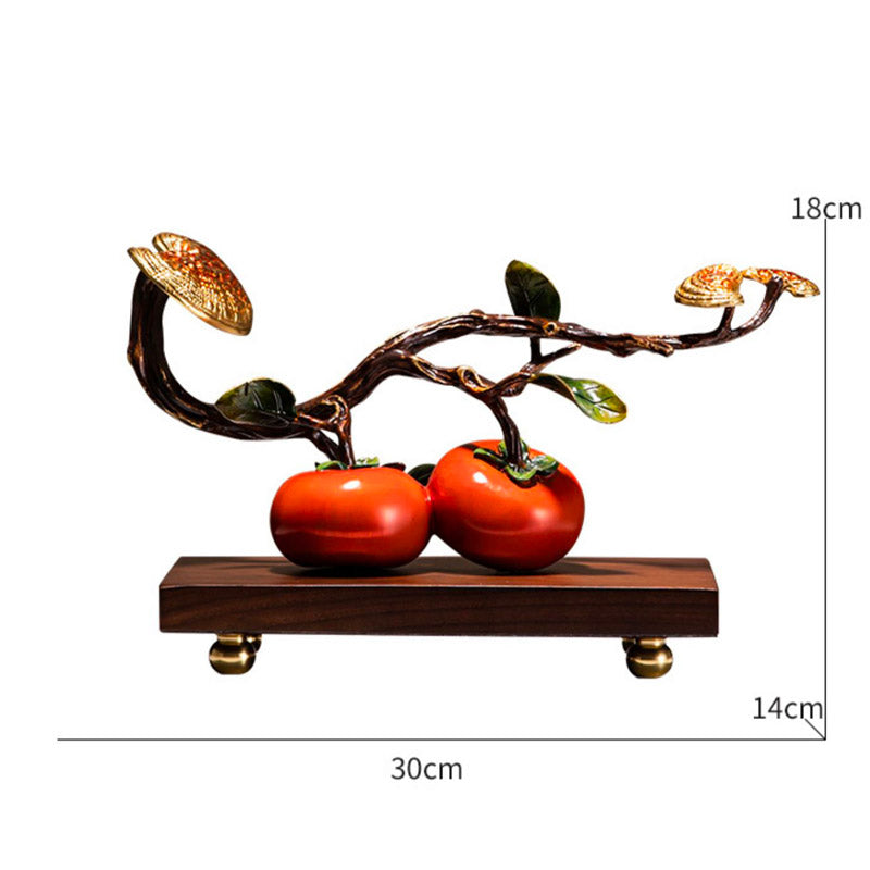 Tout se passera comme vous le souhaitez 「Shi Shi Ru Yi」 - Nouveau style chinois Persimmon Ruyi Ornement Bureau Table Décor Cadeau d'affaires