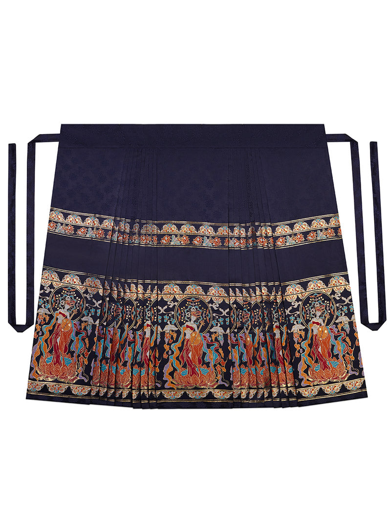 Dunhuang Feitian Pattern Yarn-dyed Jacquard Cloth Horse Face Skirt Morden Hanfu Skirt-03