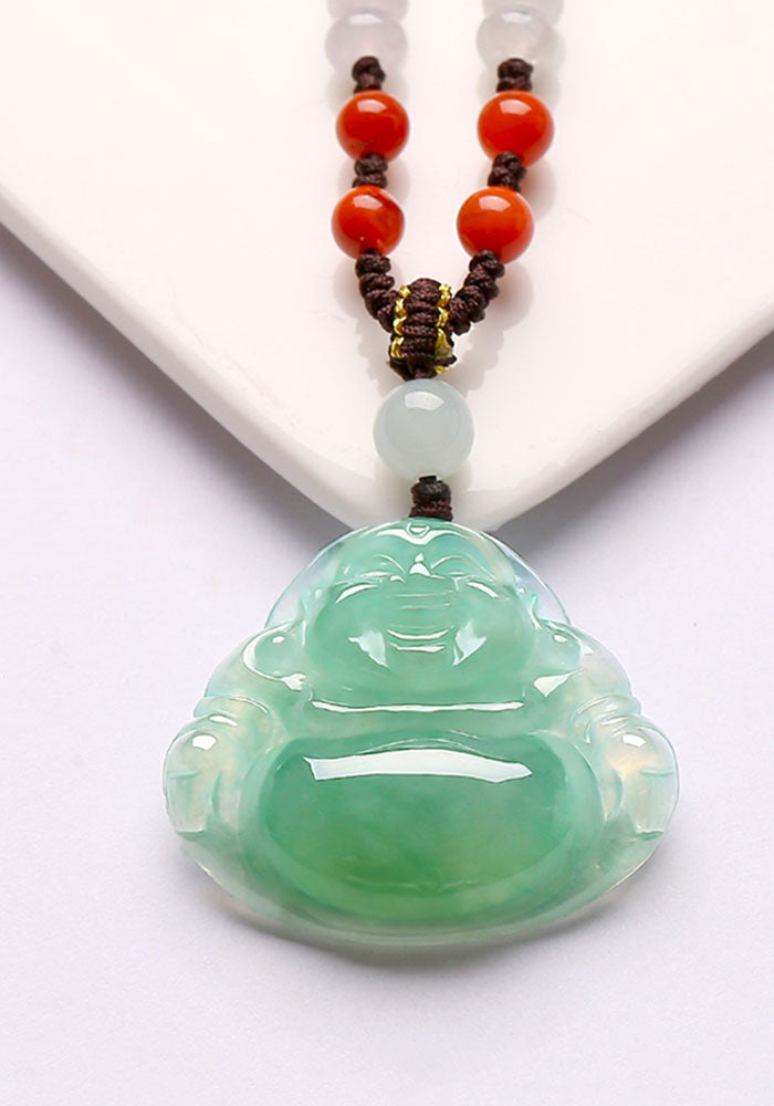 Natural Jadeite Jade Laughing Buddha「Happiness」Pendant Necklace for Men and Women-04
