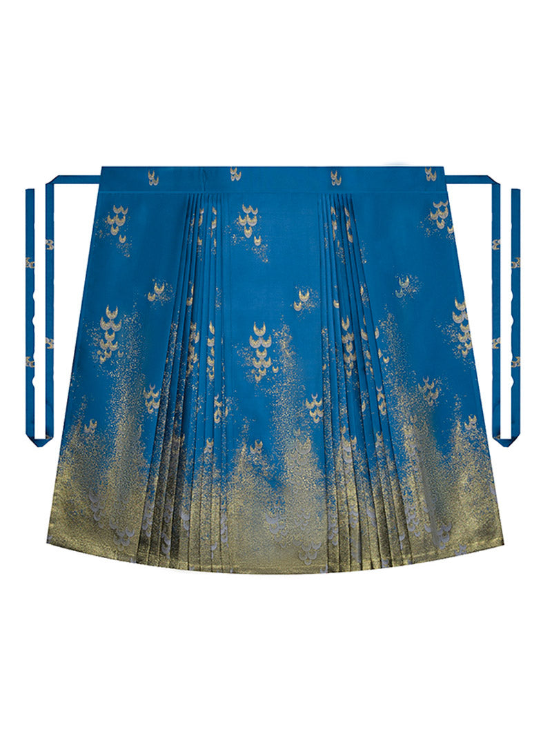 The Sea Glinted in The Moonlight - Embroidery Mamianqun Hanfu Skirt-07