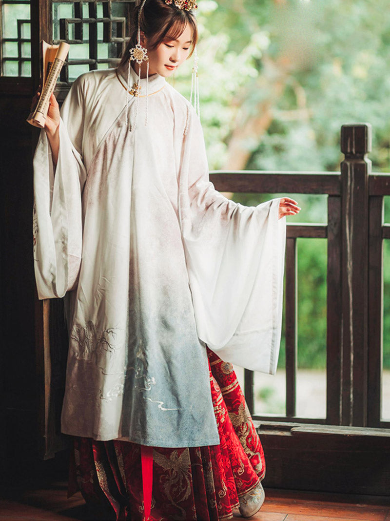 Woven Gold Phoenix and Xiangyun Floral Yarn-dyed Jacquard Cloth Horse Face Skirt Morden Hanfu Mamianqun-04