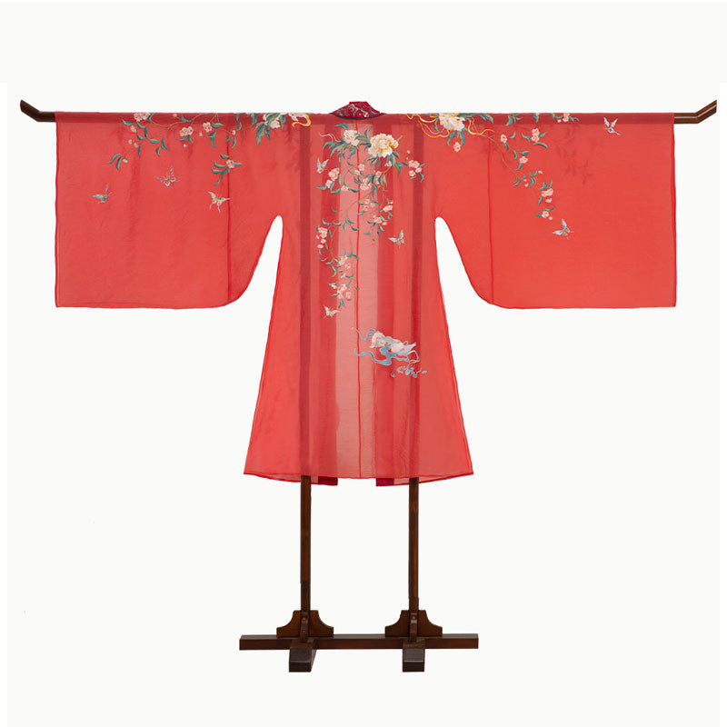 Song of Spring - Peony and Pear Blossoms Embroidery Hanfu Clothing Chinese Dress for Garden Tea Party-06