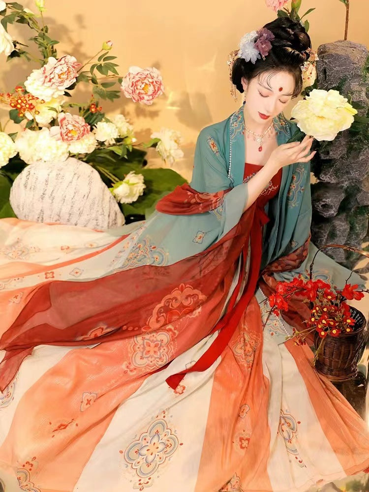 BlueDail Women Hanfu Dress Chinese Traditional Embroidered Retro Hanfu Costume Daily Wear Hanfu Suit(3PCS)-02