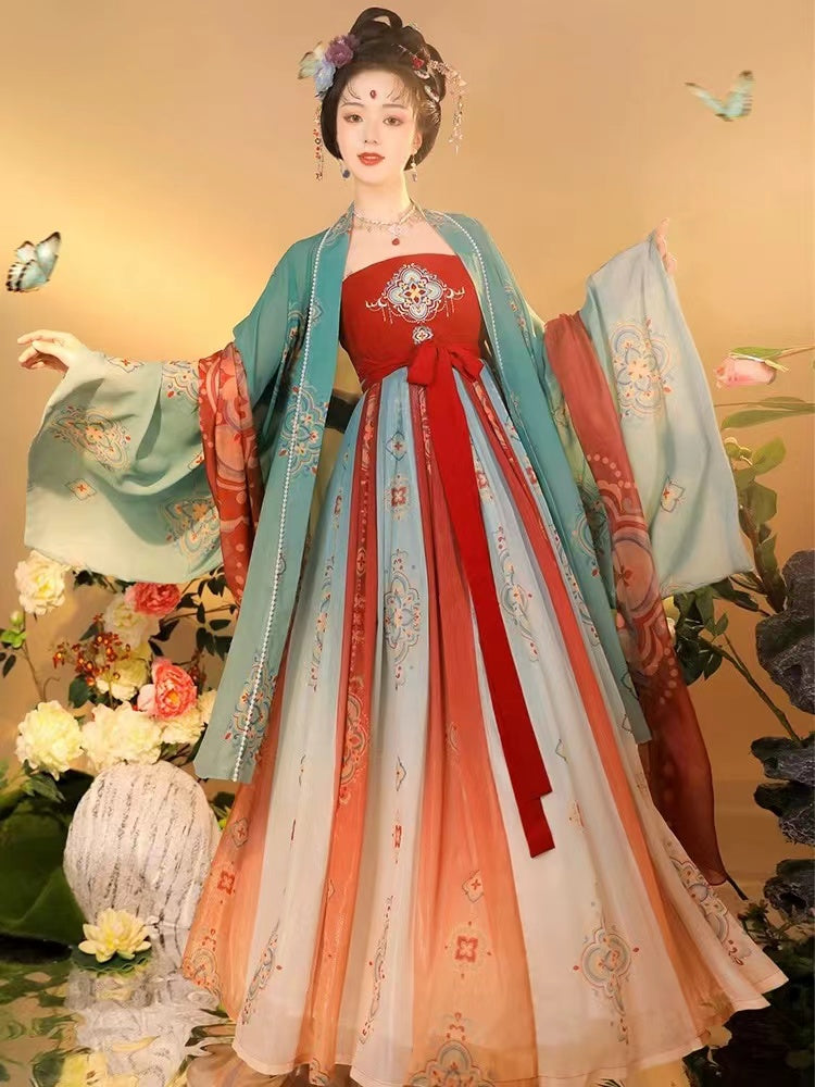 BlueDail Women Hanfu Dress Chinese Traditional Embroidered Retro Hanfu Costume Daily Wear Hanfu Suit(3PCS)-05