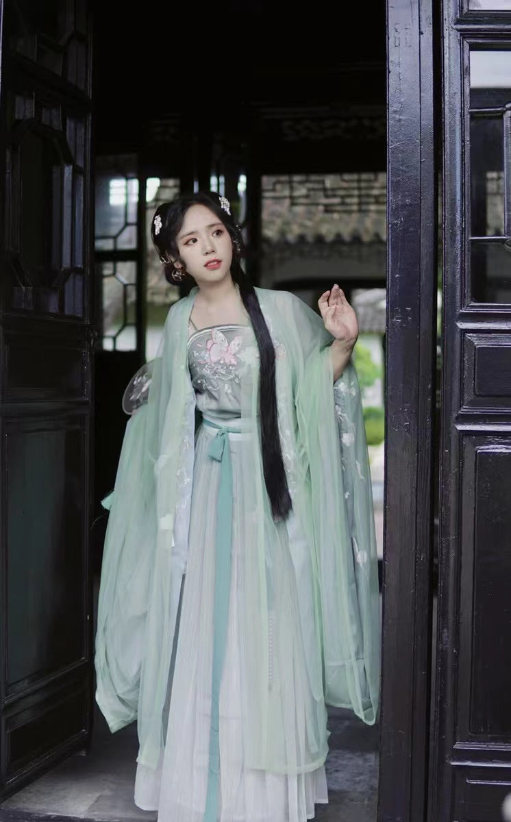 BlueDail Women Hanfu Dress Chinese Traditional  Vintage Embroidery Hanfu Costume Daily Wear Hanfu Suit(4PCS)-03