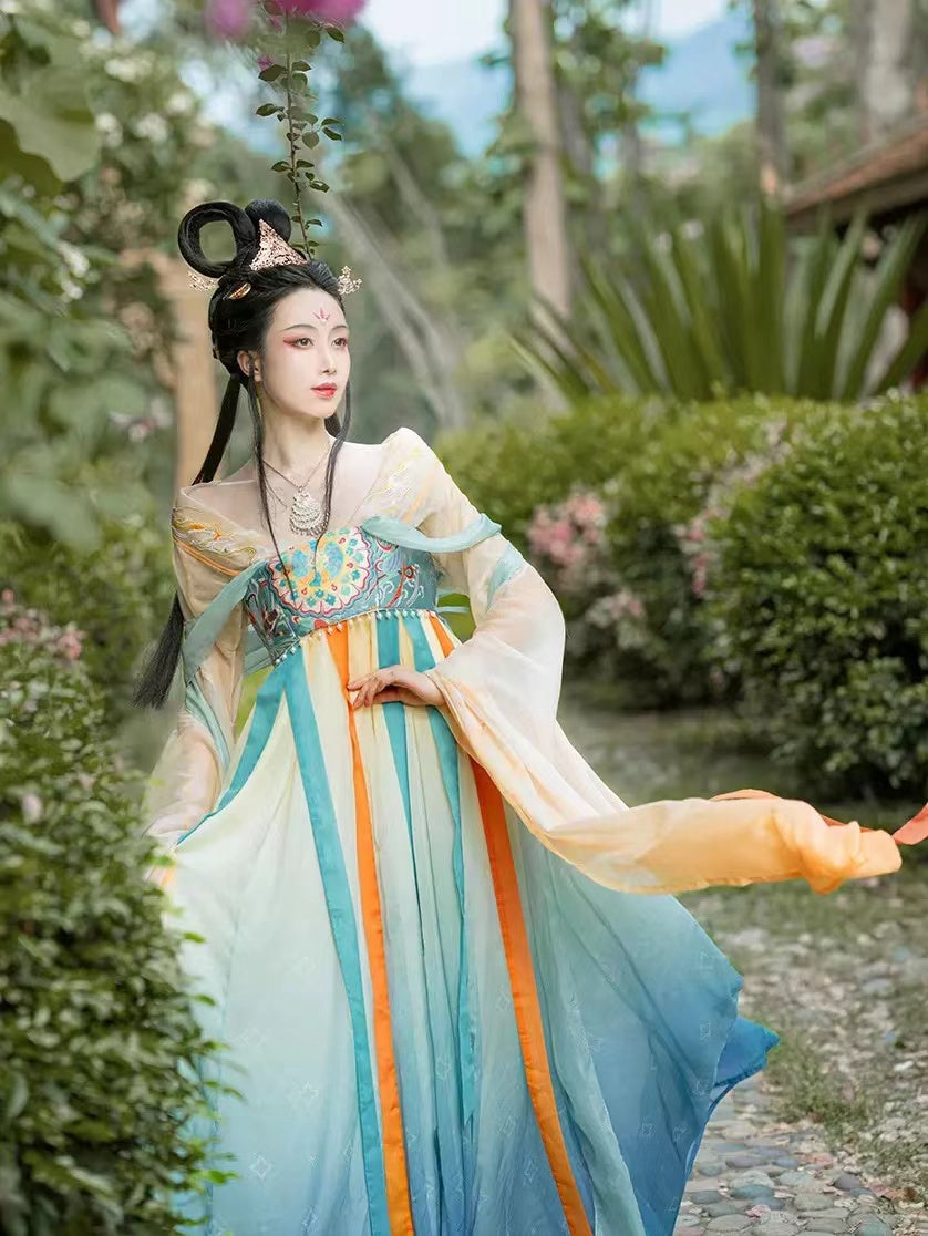 BlueDail Dunhuang Feitian Style Embroidery Hanfu Clothing Inspired by the Dunhuang Murals(5PCS)-05