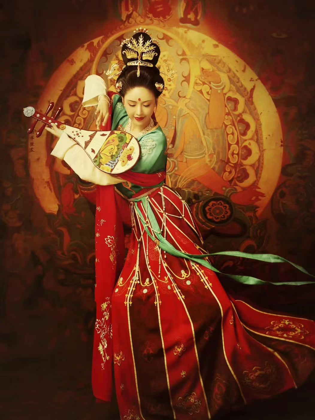 Dunhuang Feitian Costume Hanfu Vêtements inspirés des peintures murales de Dunhuang (3PCS)