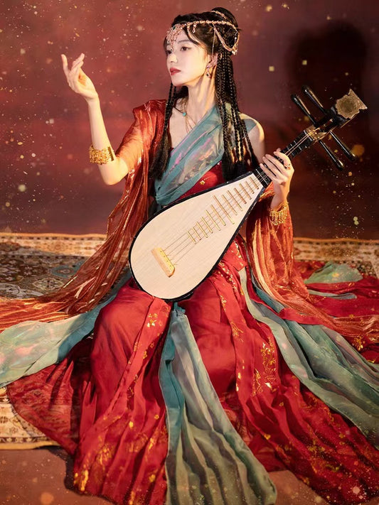Ensemble de costumes de robe de princesse Dunhuang Feitian fait à la main